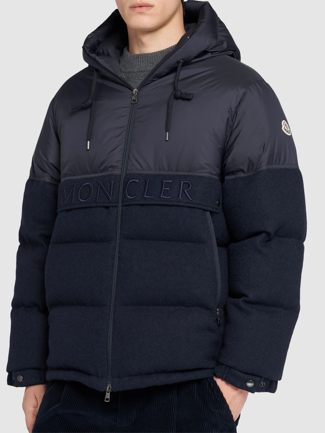 Shop Moncler Andres Virgin Wool Down Jacket In Navy