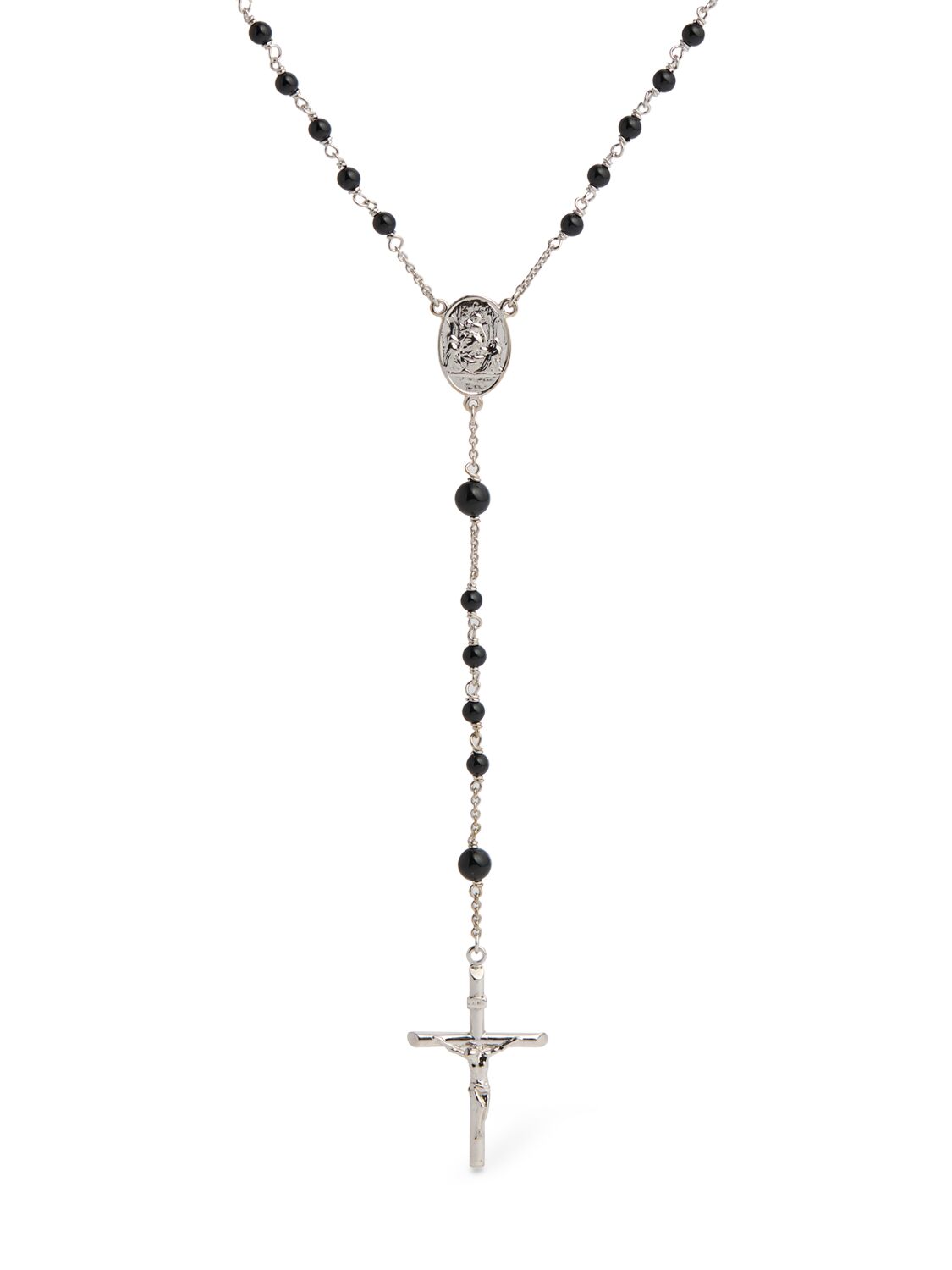 Dolce & Gabbana Plated Rosary Pendant Necklace In Black