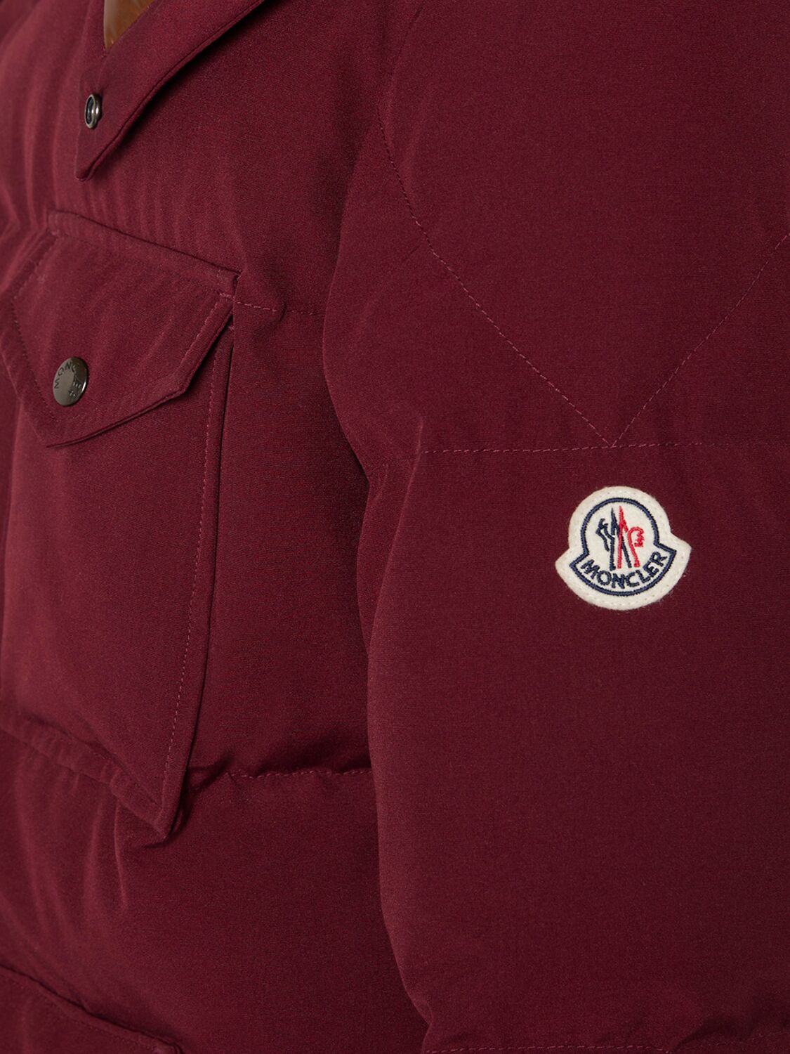 Shop Moncler Fornas Tech & Cotton Down Jacket In Burgundy