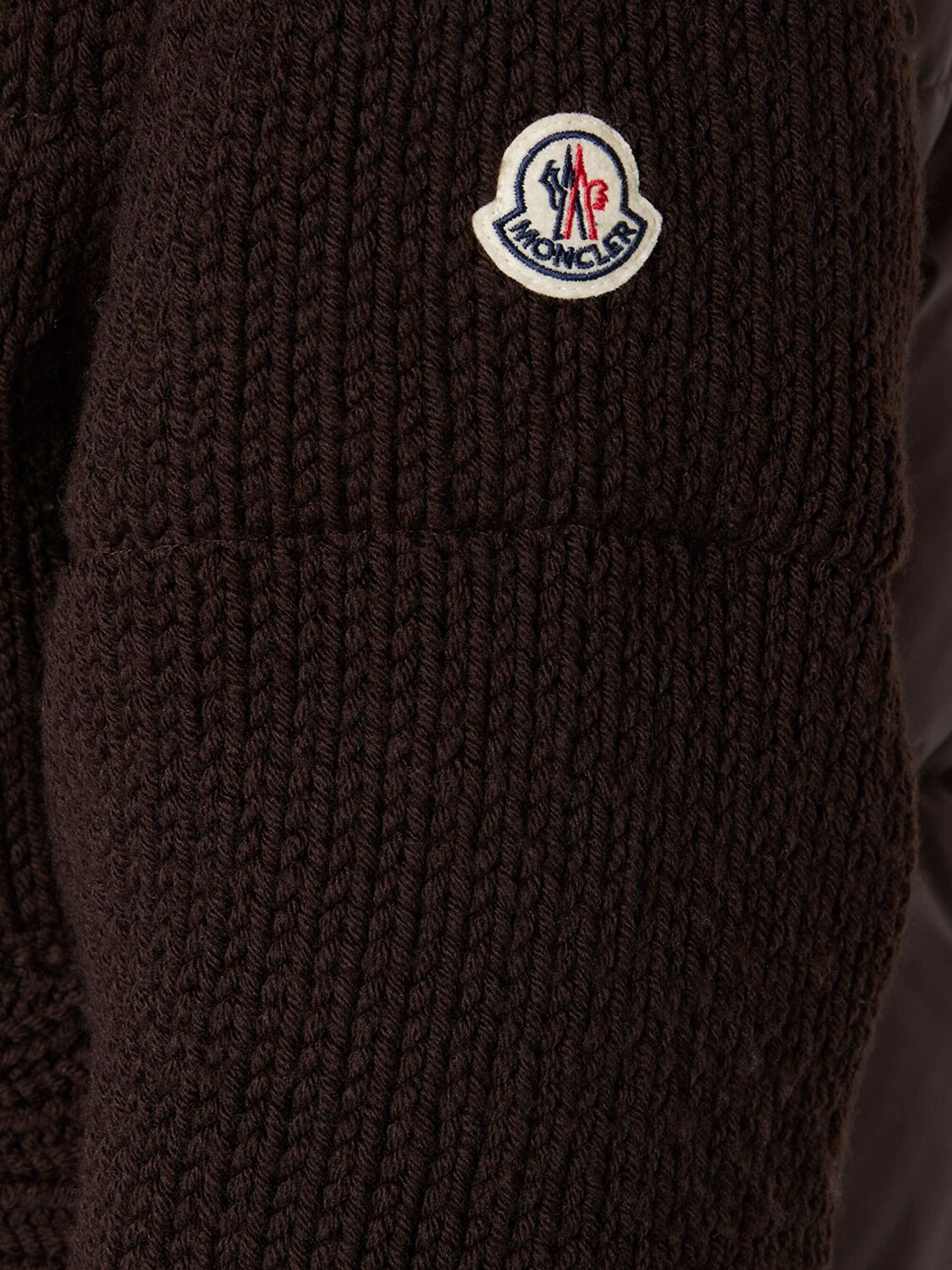 Shop Moncler Tricot Virgin Wool Blend Zip-up Cardigan In Brown