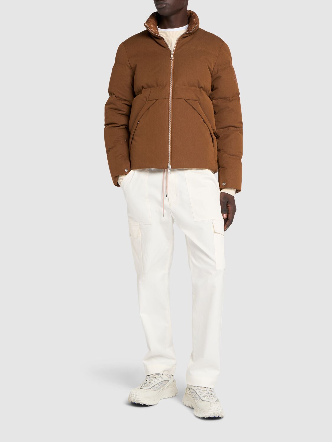 Shop Moncler Bayamo Cotton Blend Down Jacket In Light Brown