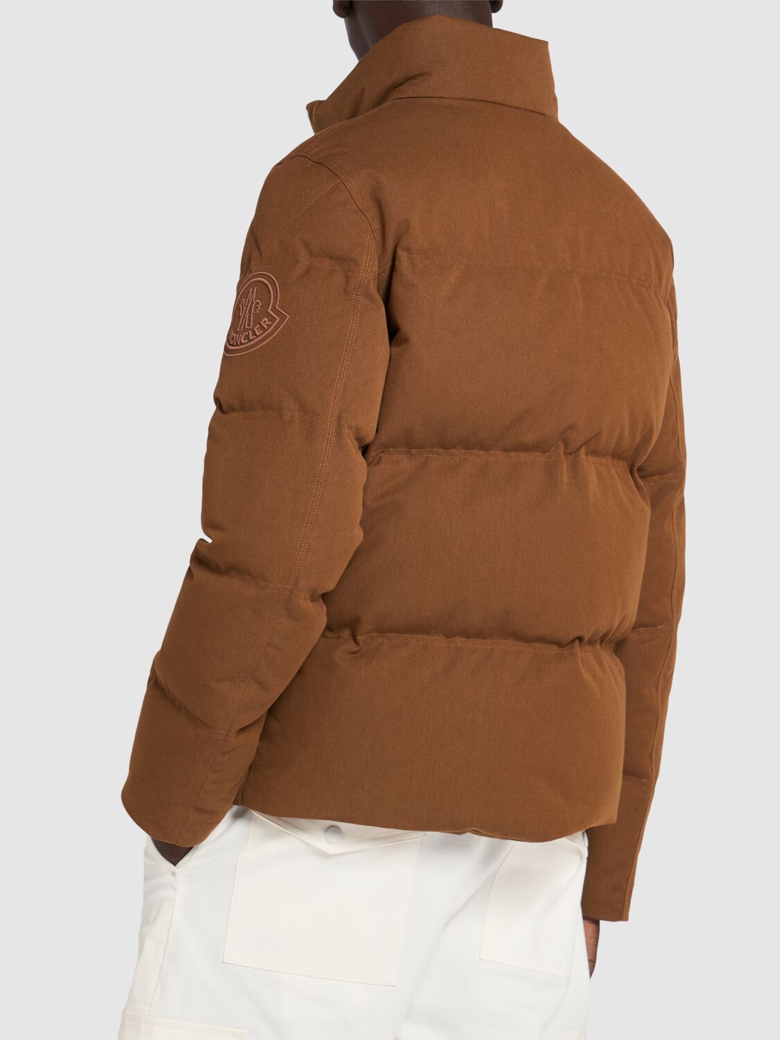 Shop Moncler Bayamo Cotton Blend Down Jacket In Light Brown