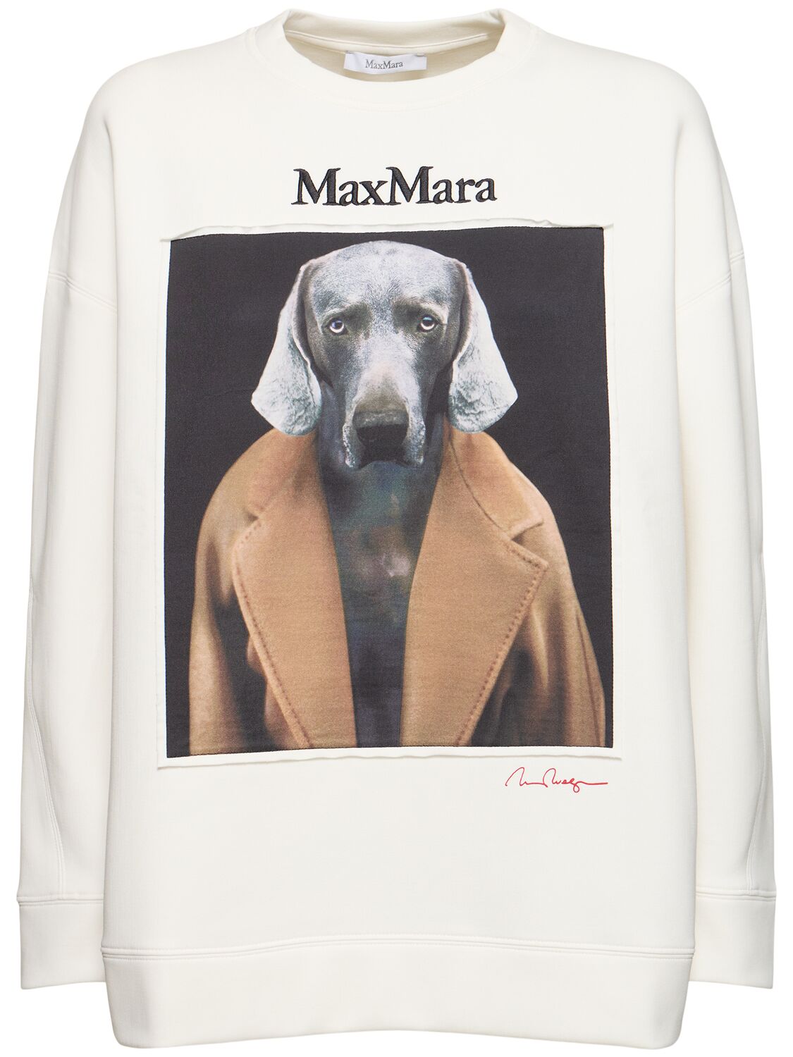 Shop Max Mara Bacco Printed Cotton Jersey Sweatshirt In Ivory/camel