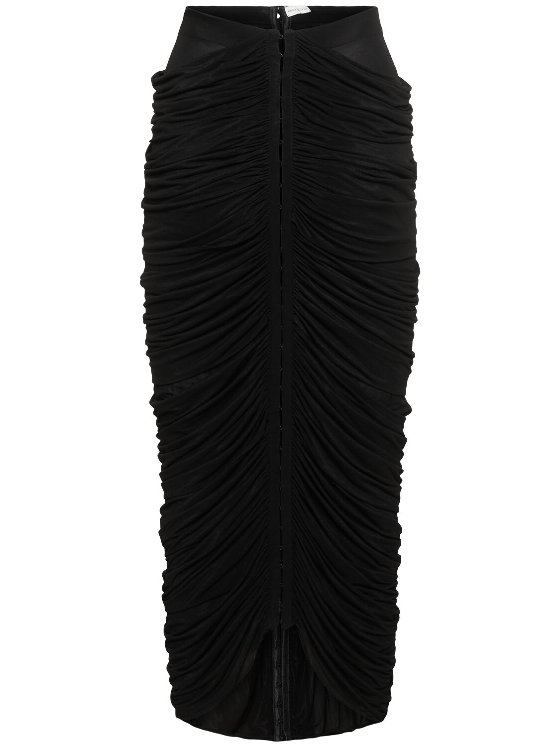 Shop Magda Butrym Draped Jersey Midi Skirt W/ Rose In Black