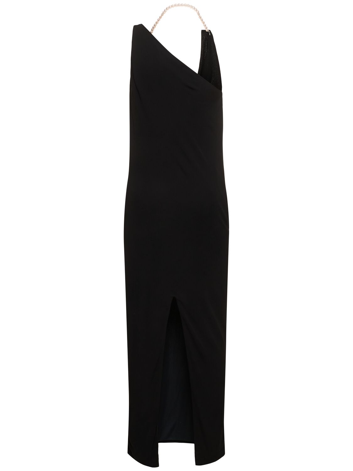 Shop Moschino Viscose Organza Long Dress In Black