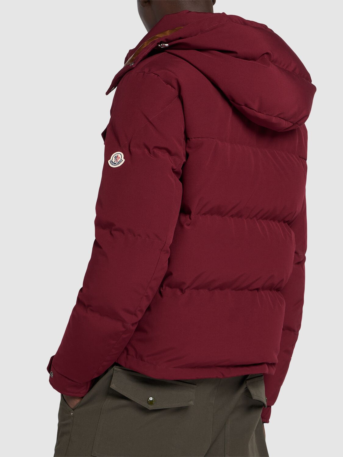 Shop Moncler Fornas Tech & Cotton Down Jacket In Burgundy