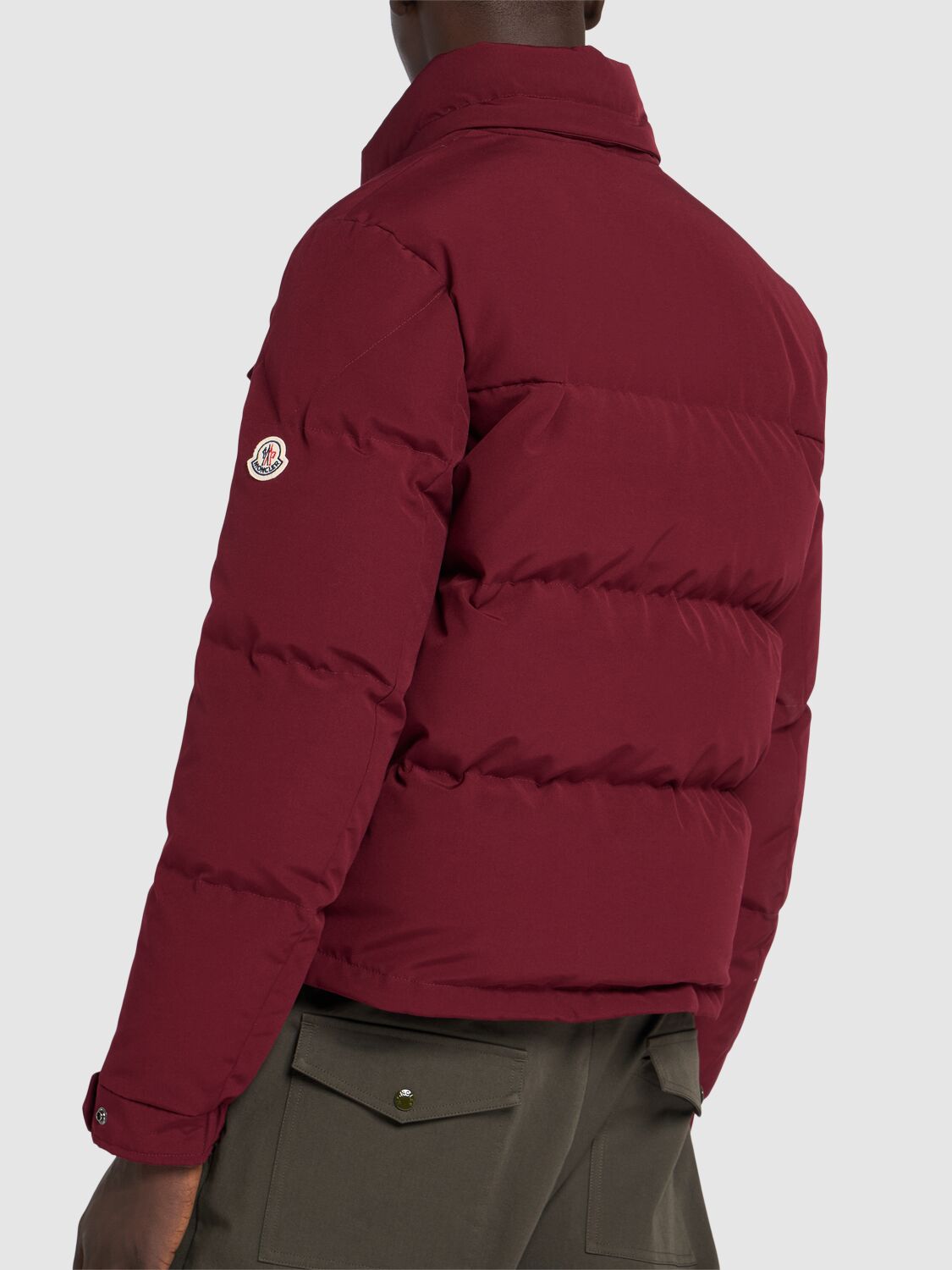 Shop Moncler Fornas Tech & Cotton Down Jacket In Burgundy