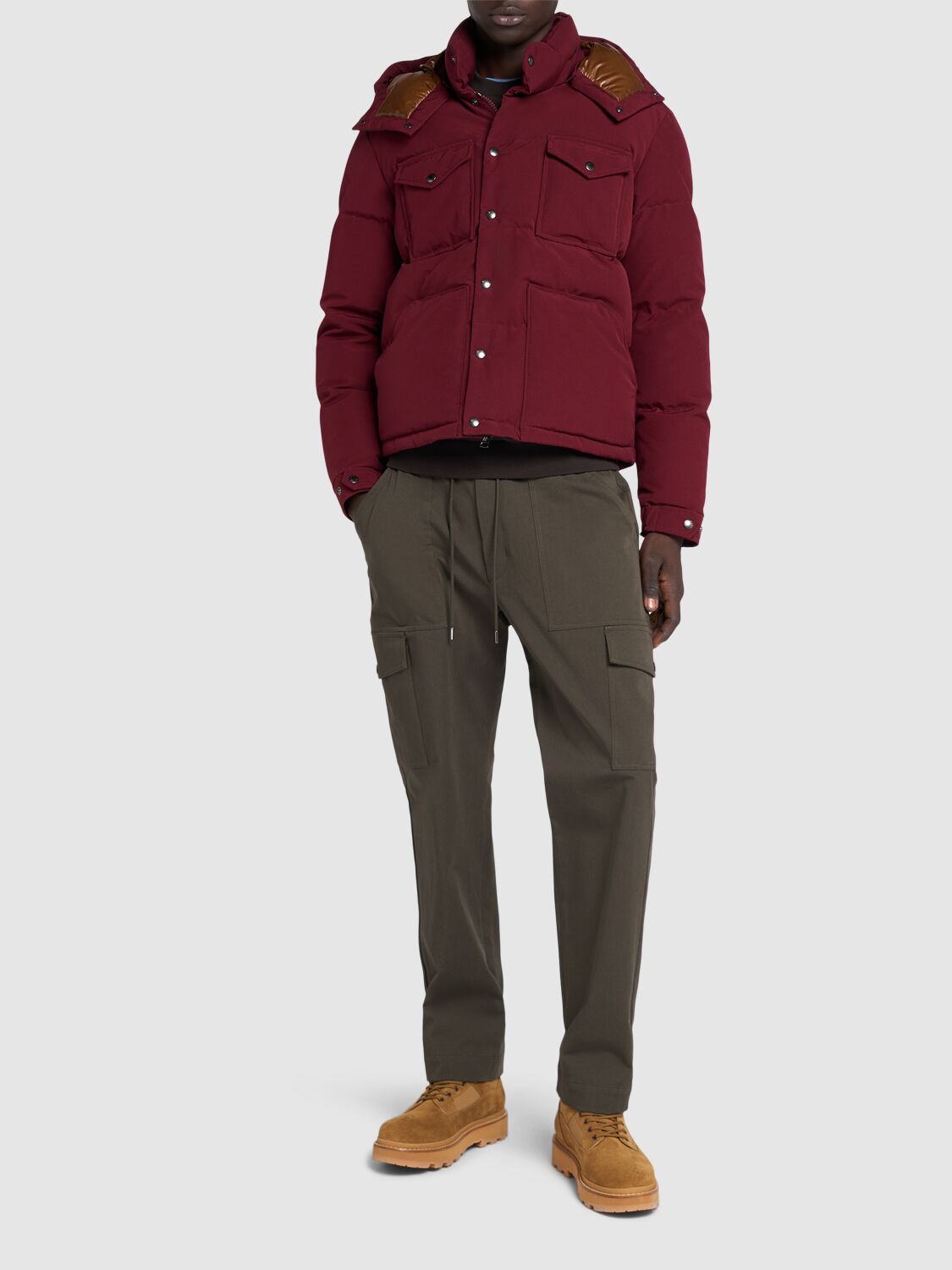 Shop Moncler Fornas Tech & Cotton Down Jacket In Burgundy