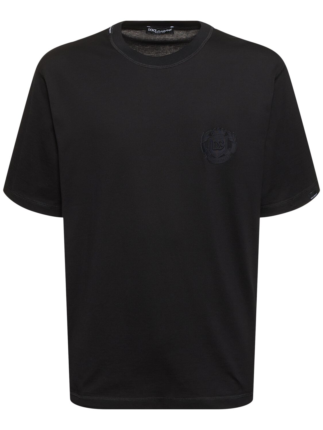 Shop Dolce & Gabbana Cotton Jersey Tonal Logo T-shirt In Black