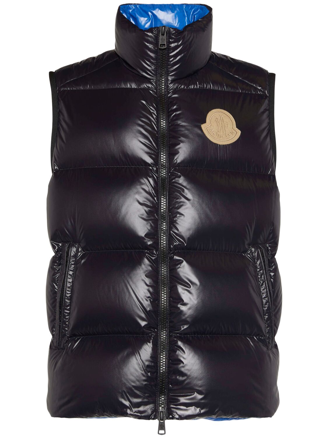 Shop Moncler Sumido Nylon Down Vest In Black/grey