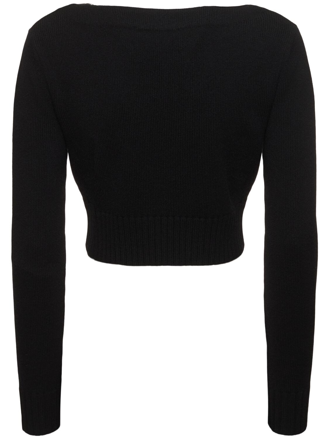 Max Mara Angri Rib Knit Wool Crop Sweater In Black