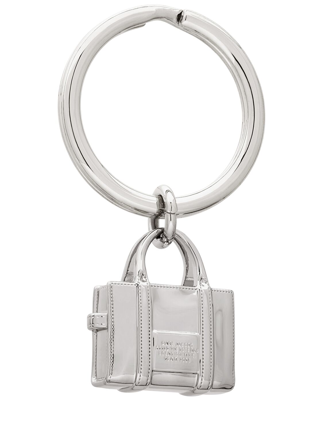 Shop Marc Jacobs The Tote Bag Key Ring In Silver