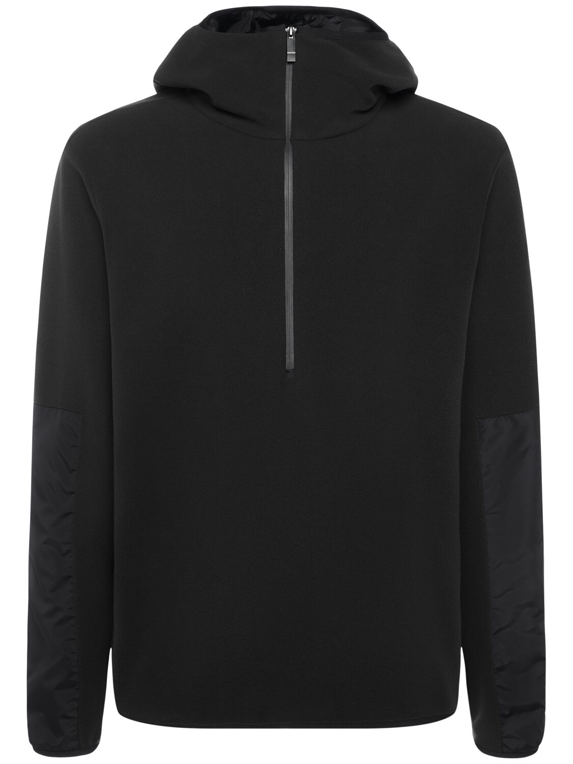 Shop Moncler Nylon Zip-up Hooded Sweatshirt In Black