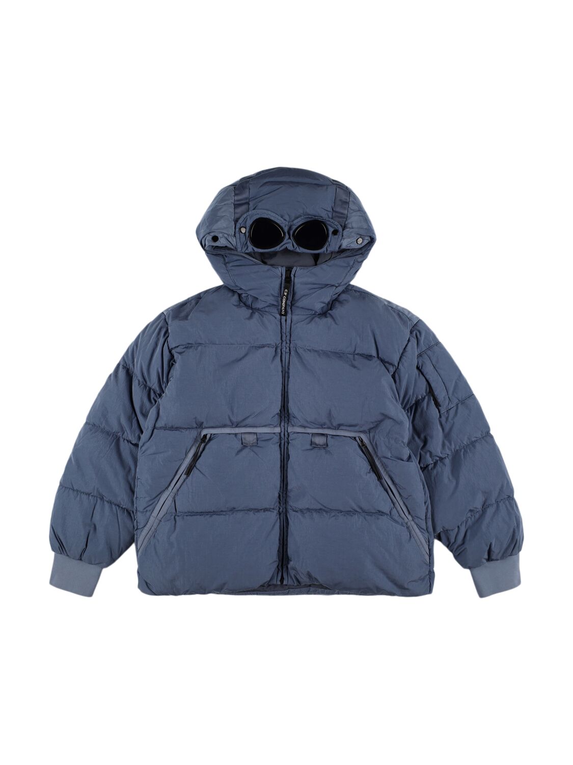 C.p. Company Poly Hooded Down Jacket W/goggles In Blue