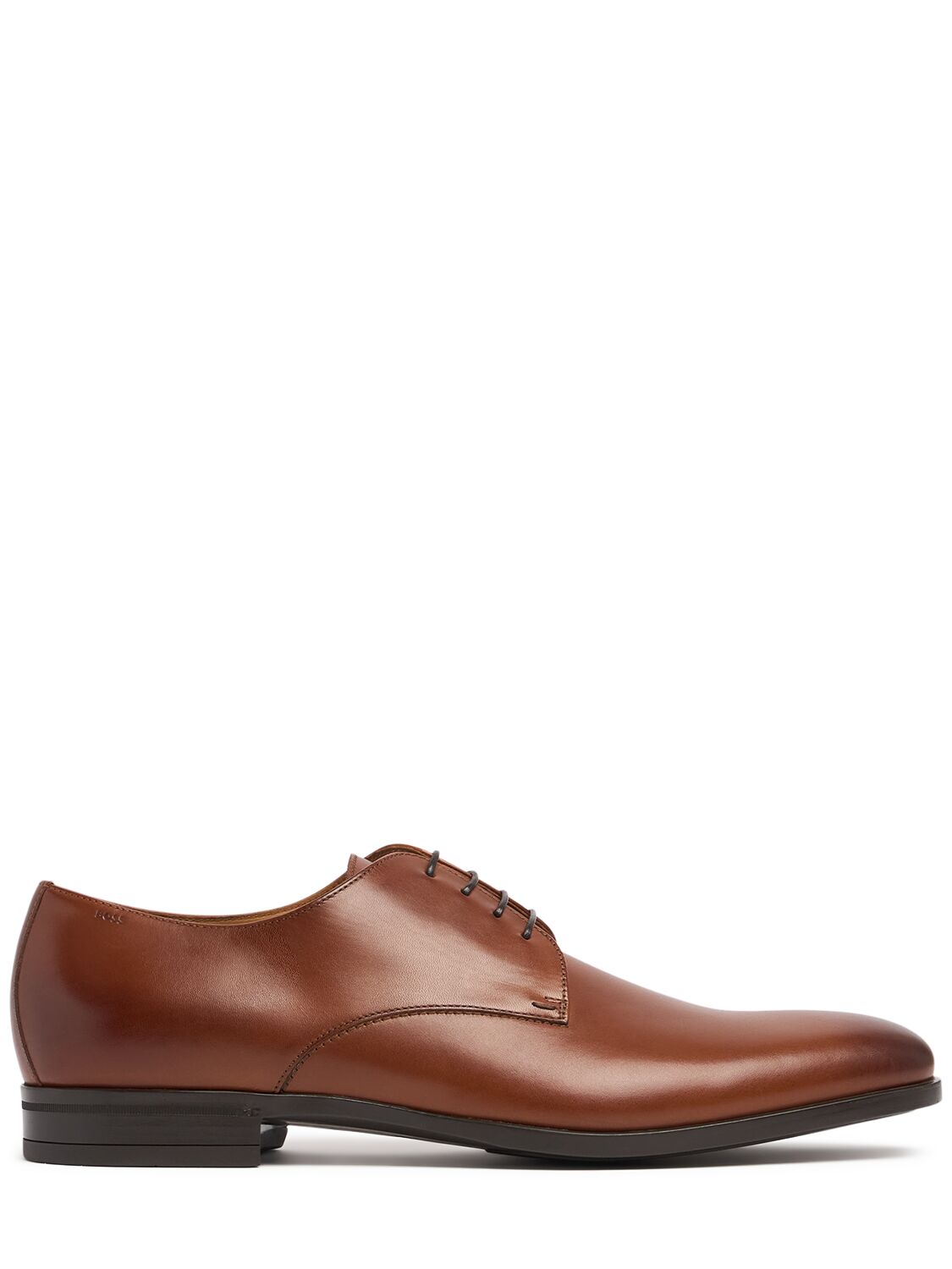 Hugo Boss 30mm Leather Derby Shoes In Brown