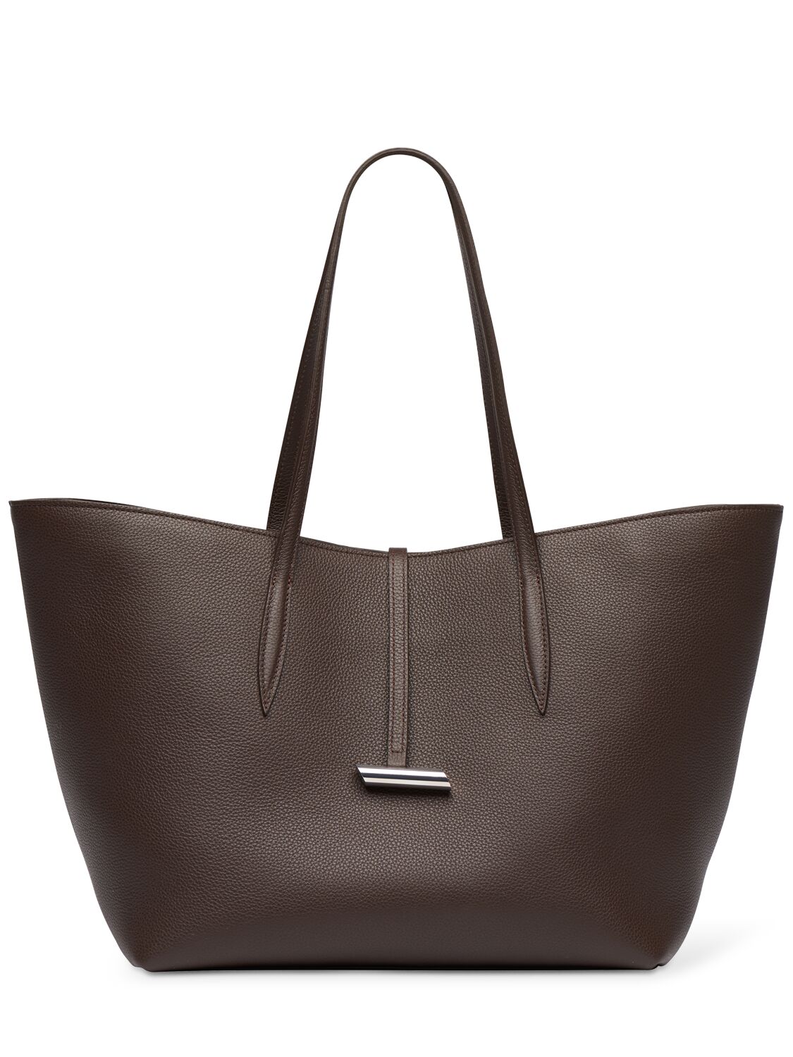 Shop Little Liffner Penne Grained Leather Tote Bag In Dark Brown