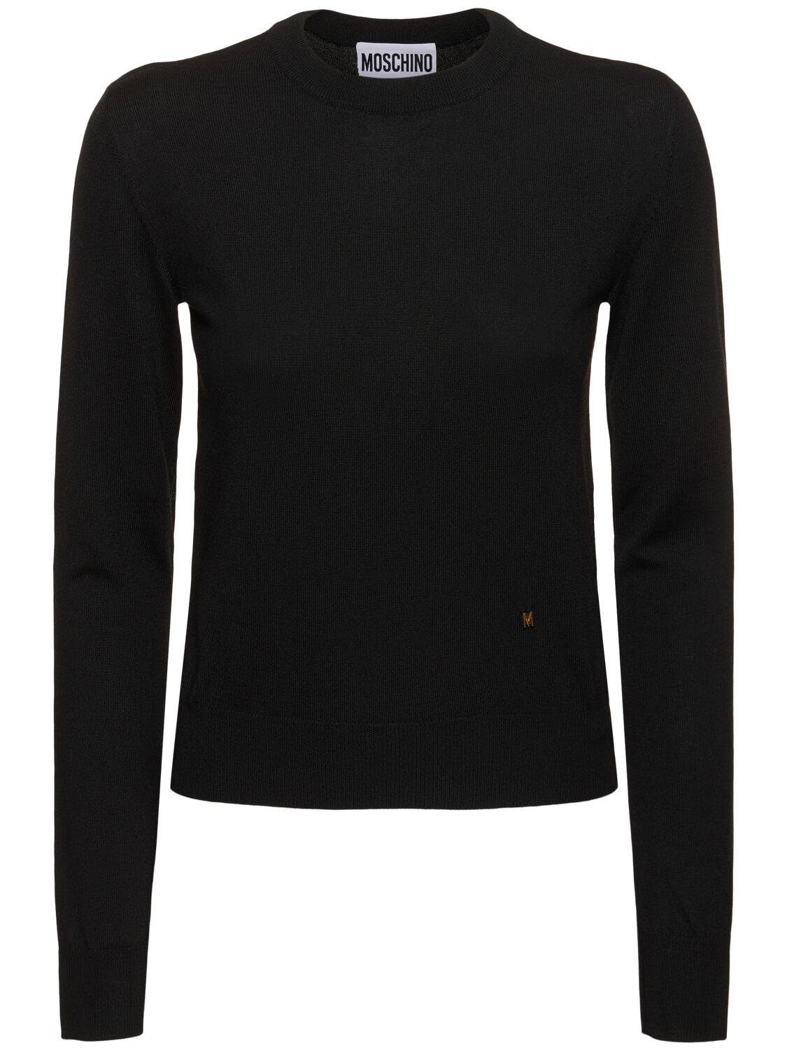 Moschino Wool Knit Crewneck Sweater In Black