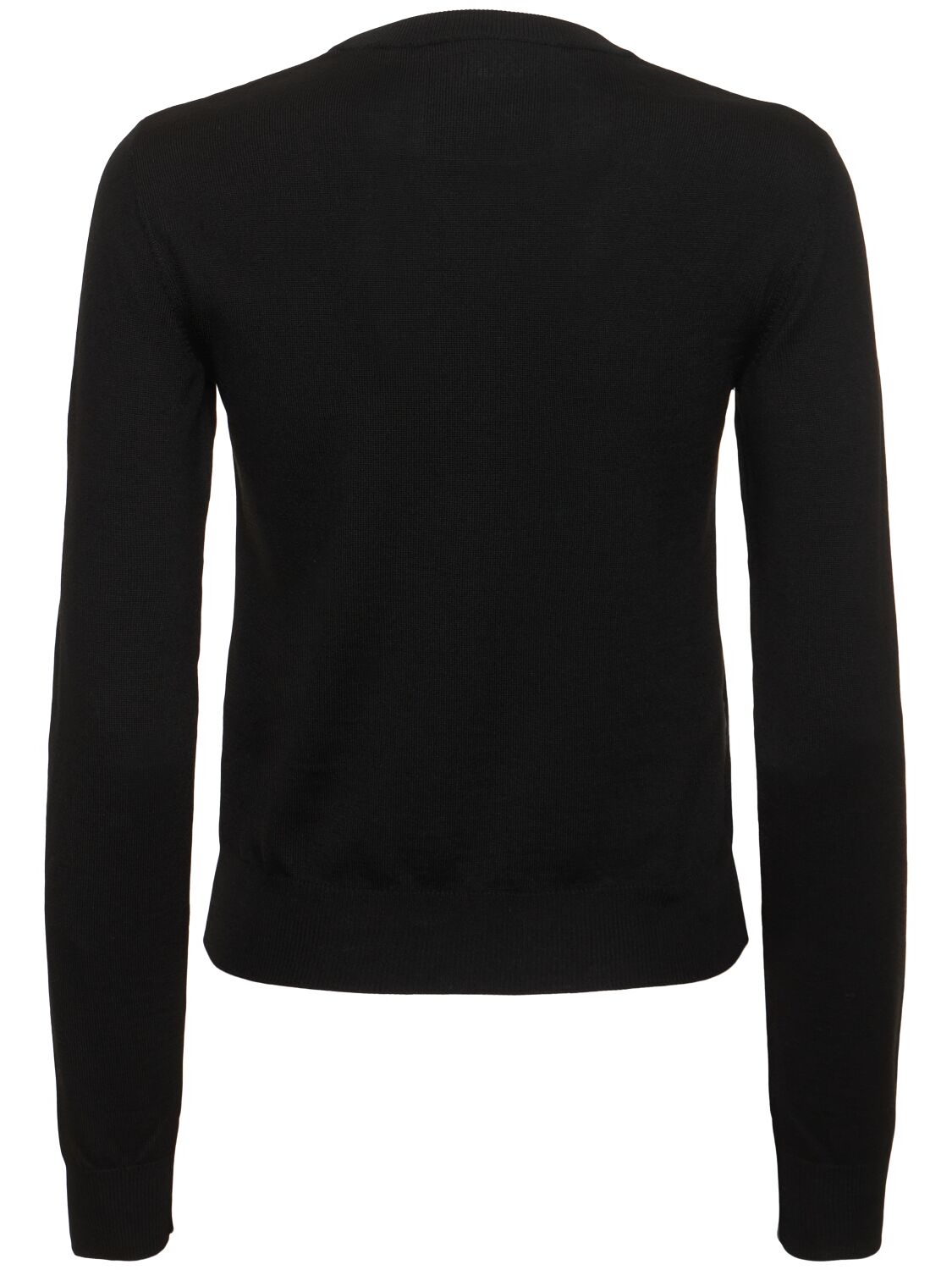 Shop Moschino Wool Knit Crewneck Sweater In Black