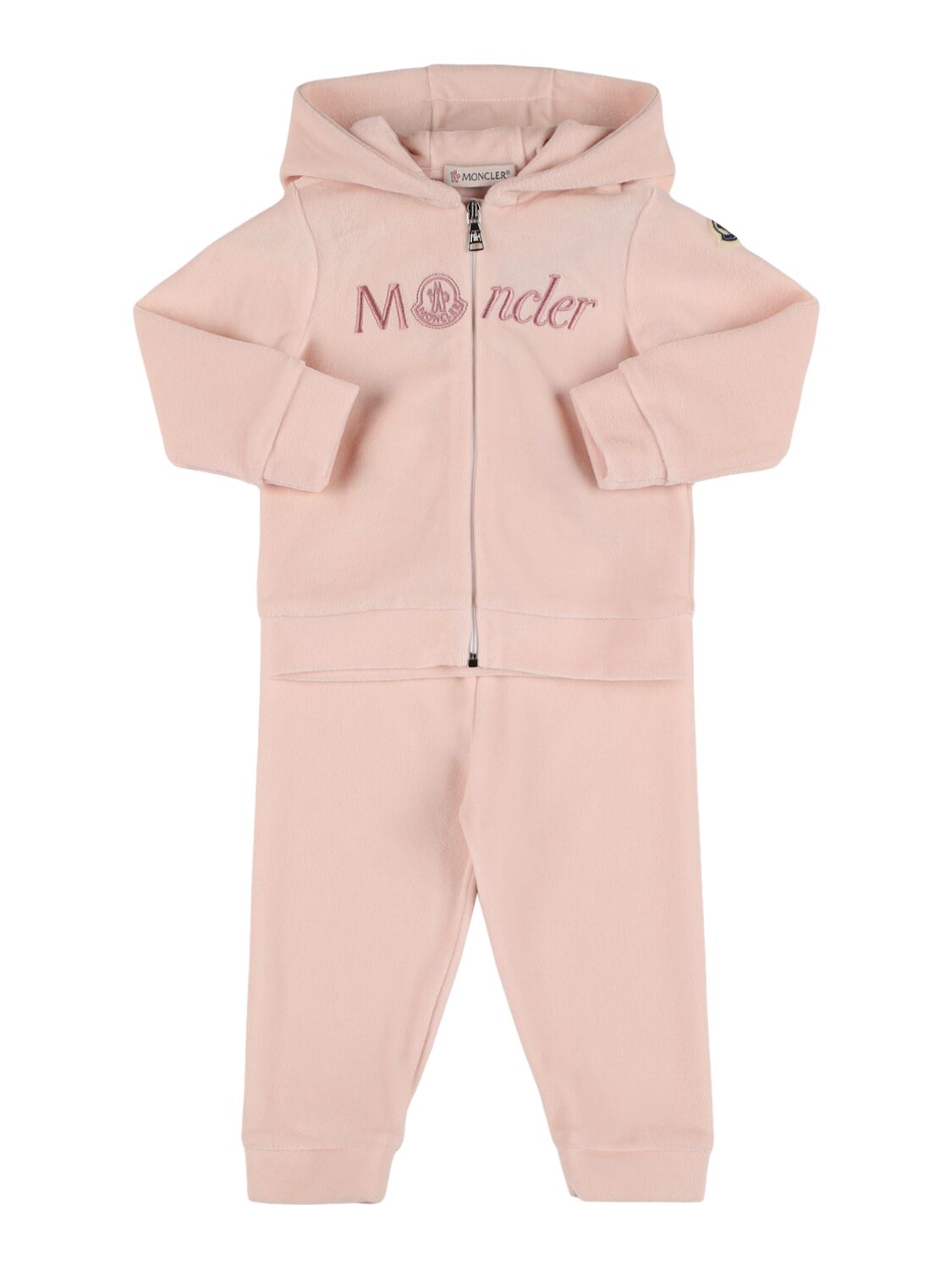 Moncler Logo Cotton Blend Hoodie & Sweatpants In Metallic