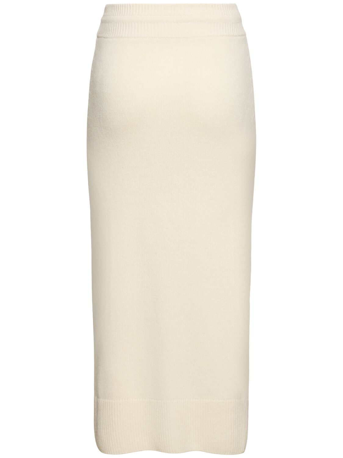 Shop Ermanno Scervino Knitted Elastic Waist Midi Skirt In White