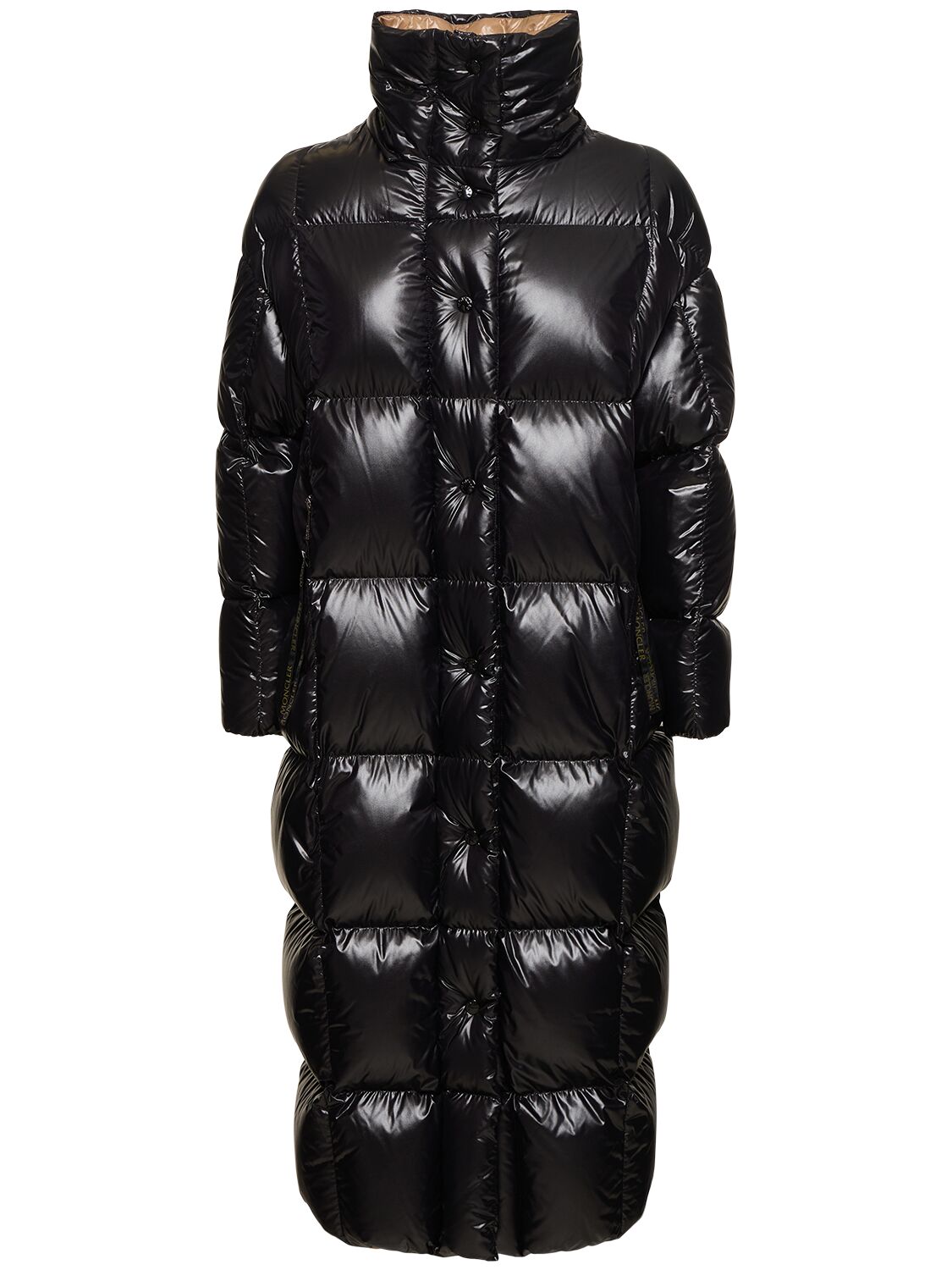 Shop Moncler Parnaiba Nylon Laqué Long Down Jacket In Black