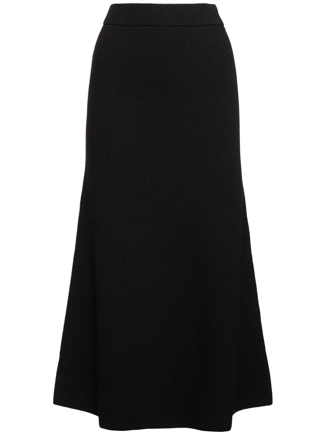 Max Mara Agile Wool Long Skirt In Black