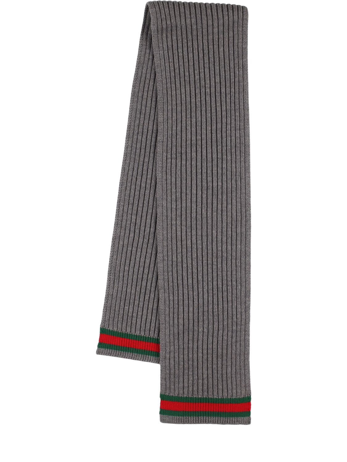 Gucci Webbing Wool Scarf In Gray