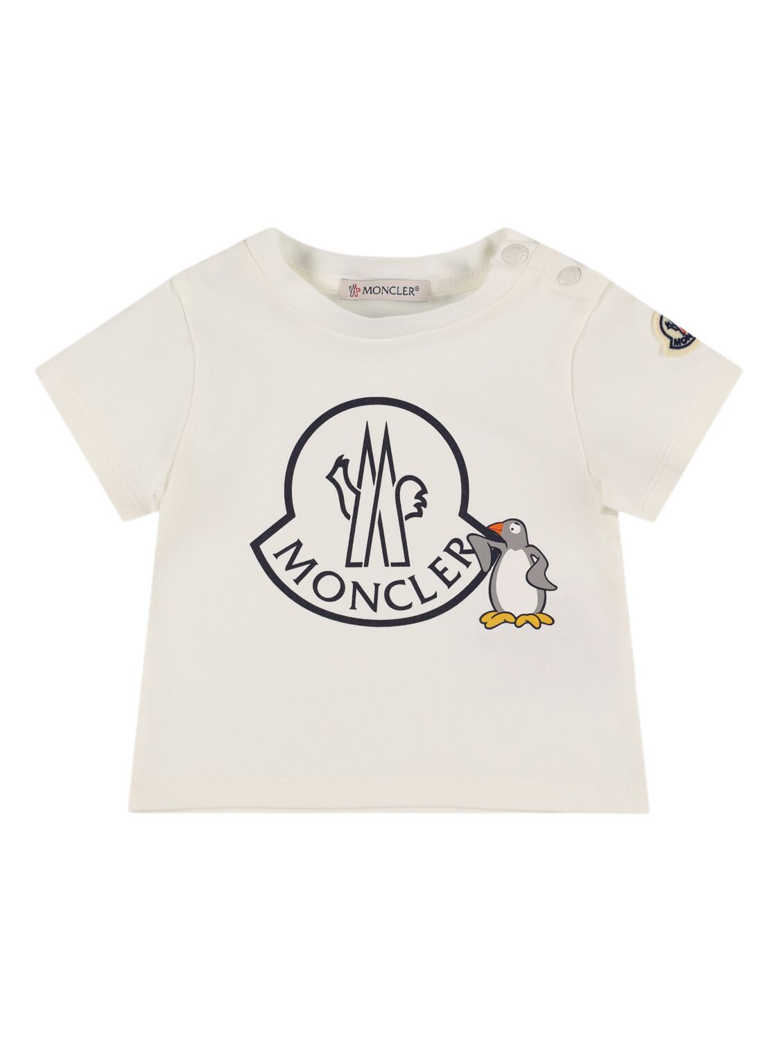 Moncler Logo Cotton Blend Jersey T-shirt In Neutral