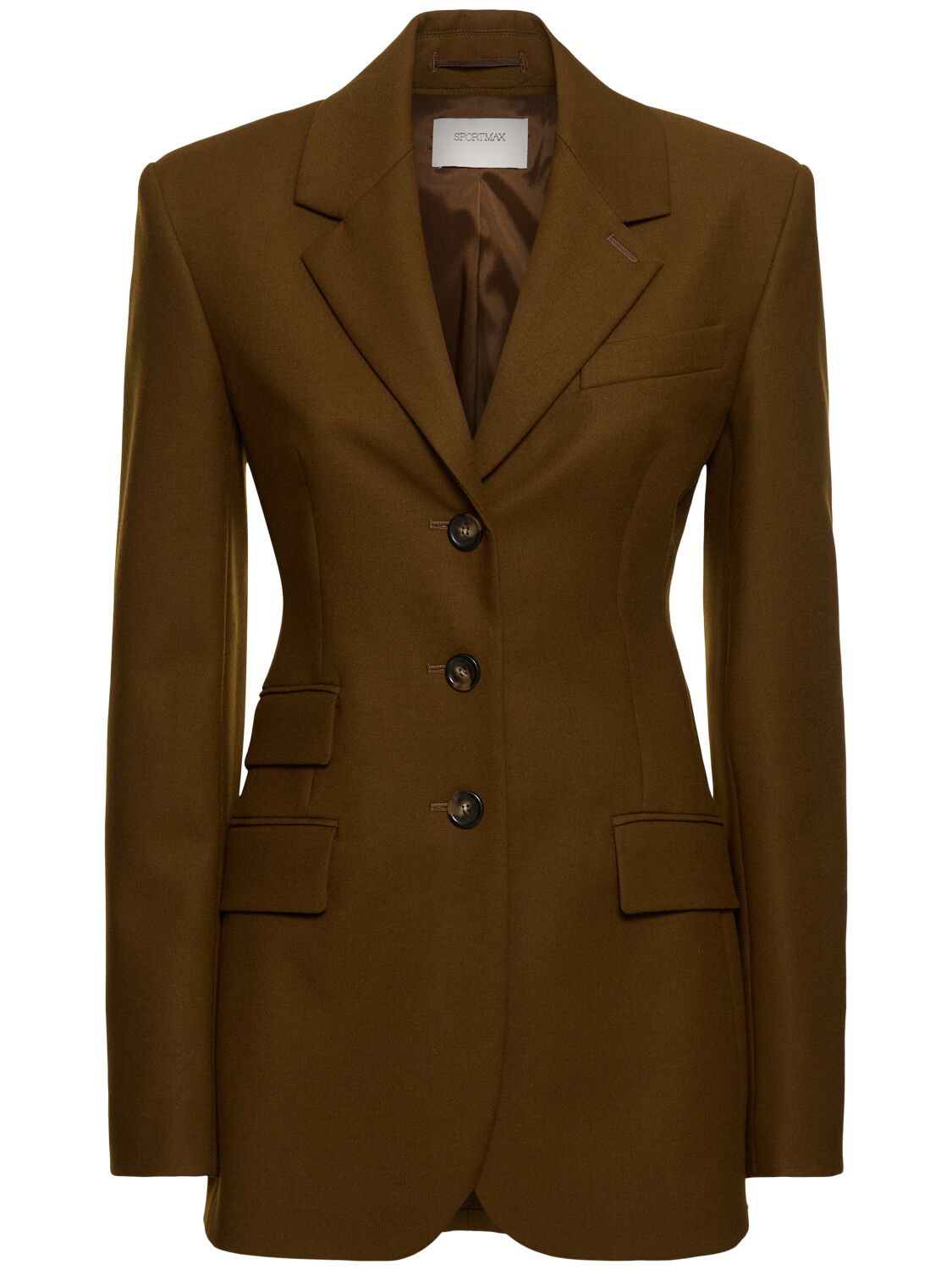 Sportmax Opice Double Breast Flannel Blazer In Khaki