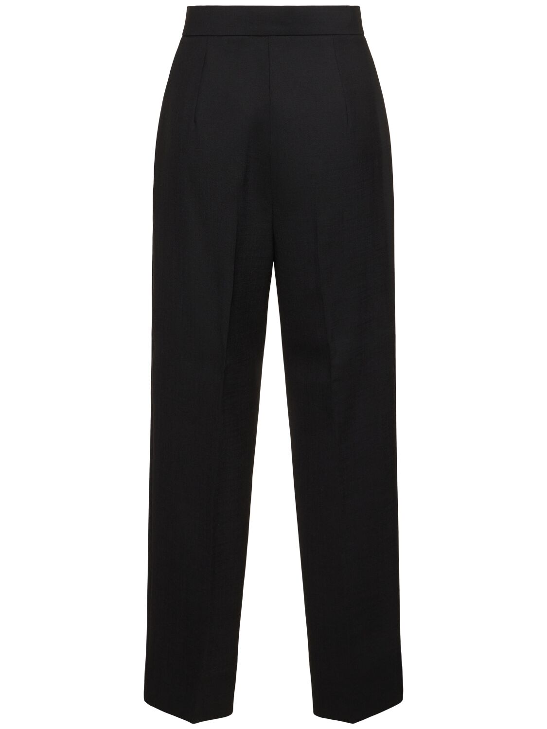 Shop Max Mara Verbano Pleated Wool Straight Pants In Black