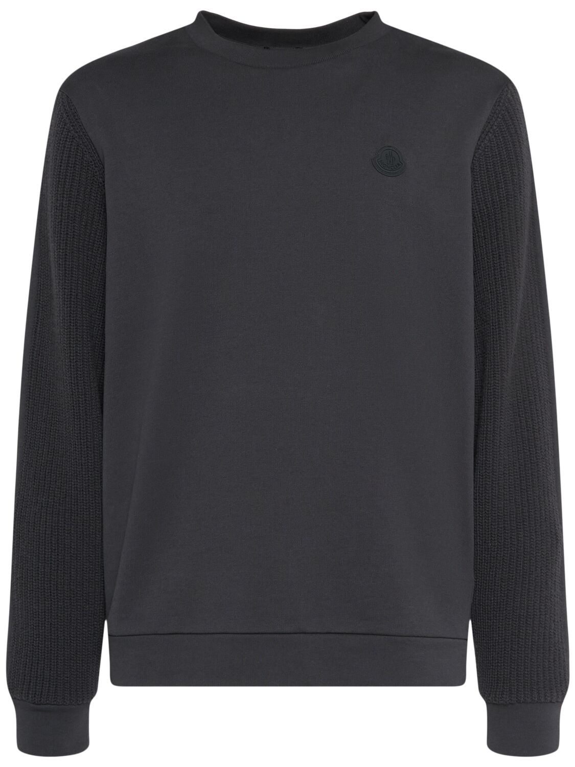 Shop Moncler Cotton Fleece Sweatshirt In Dark Blue