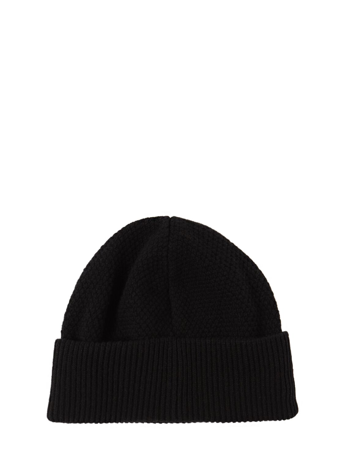 Shop Moncler Logo Carded Wool Beanie In Black