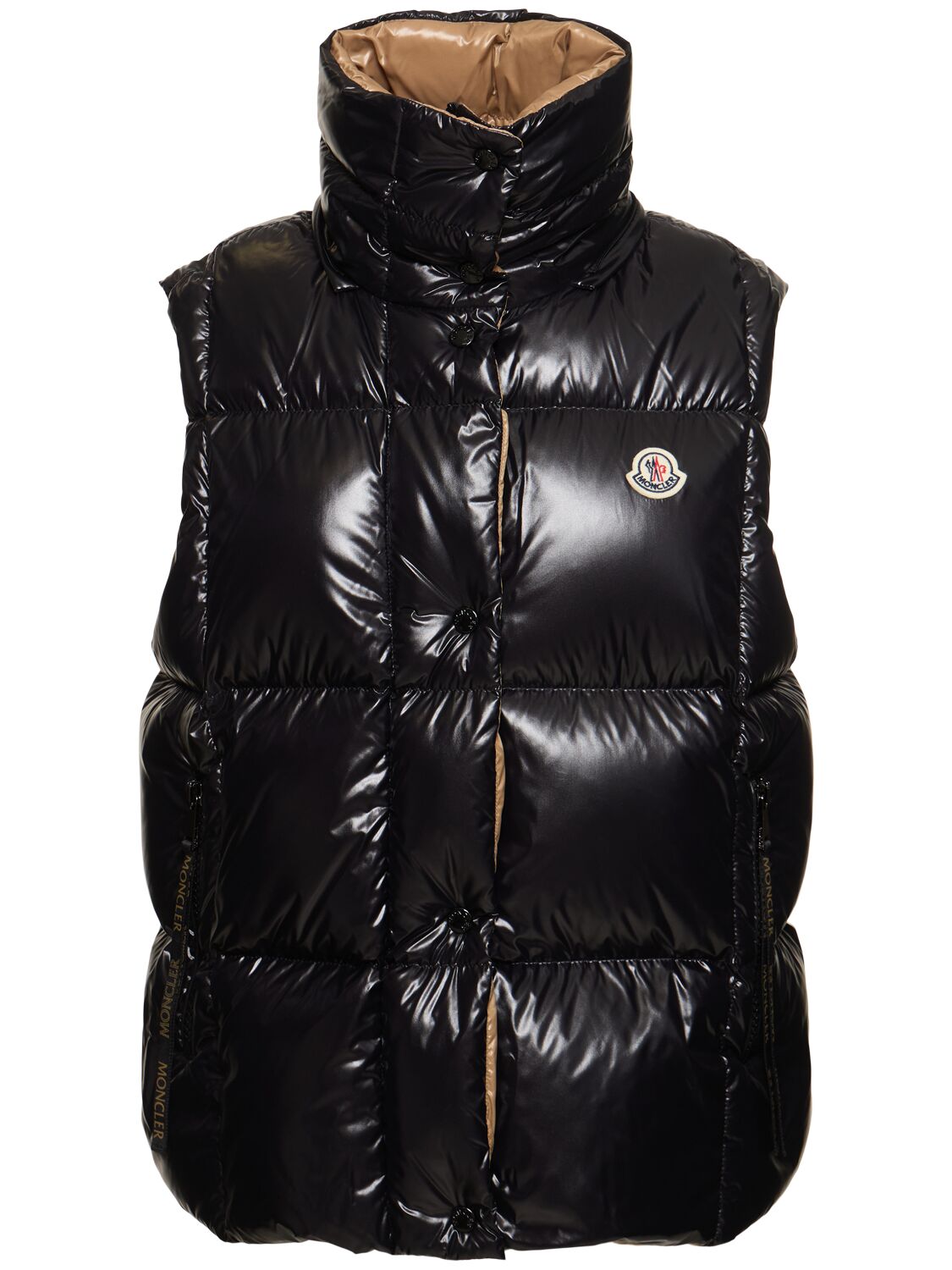 Shop Moncler Luzule Nylon Laquè Down Vest In Black