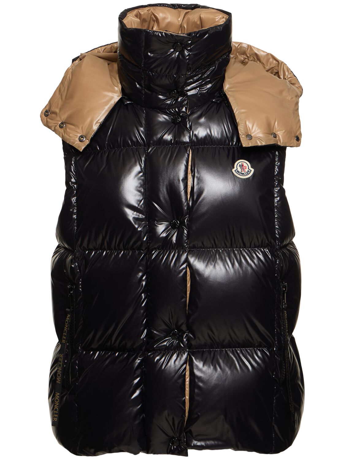 Shop Moncler Luzule Nylon Laquè Down Vest In Black