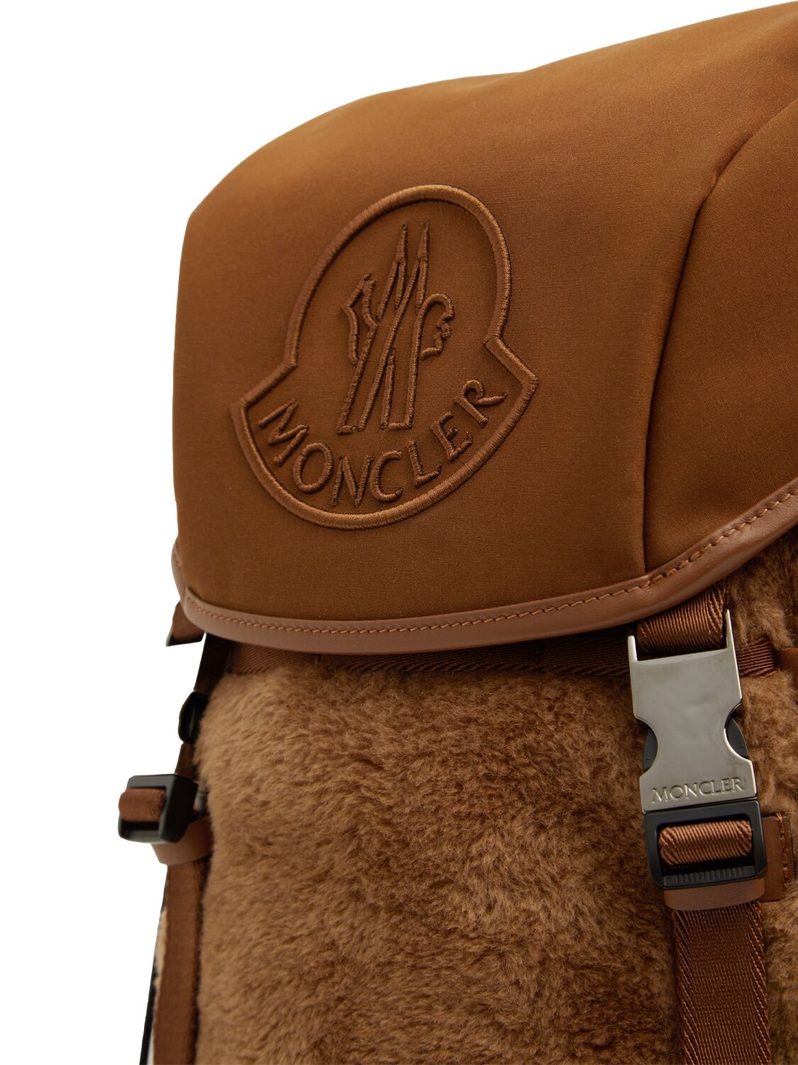 Shop Moncler Soft Virgin Wool Backpack In Brown