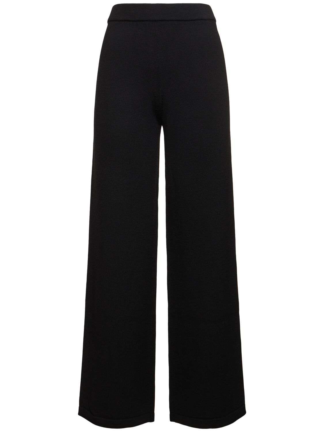 Max Mara Epopea Wool Knit Flared Trousers In Black