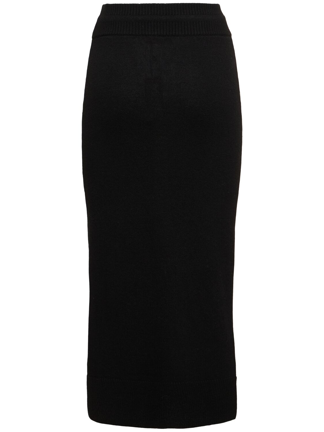 Shop Ermanno Scervino Knitted Elastic Waist Midi Skirt In Black