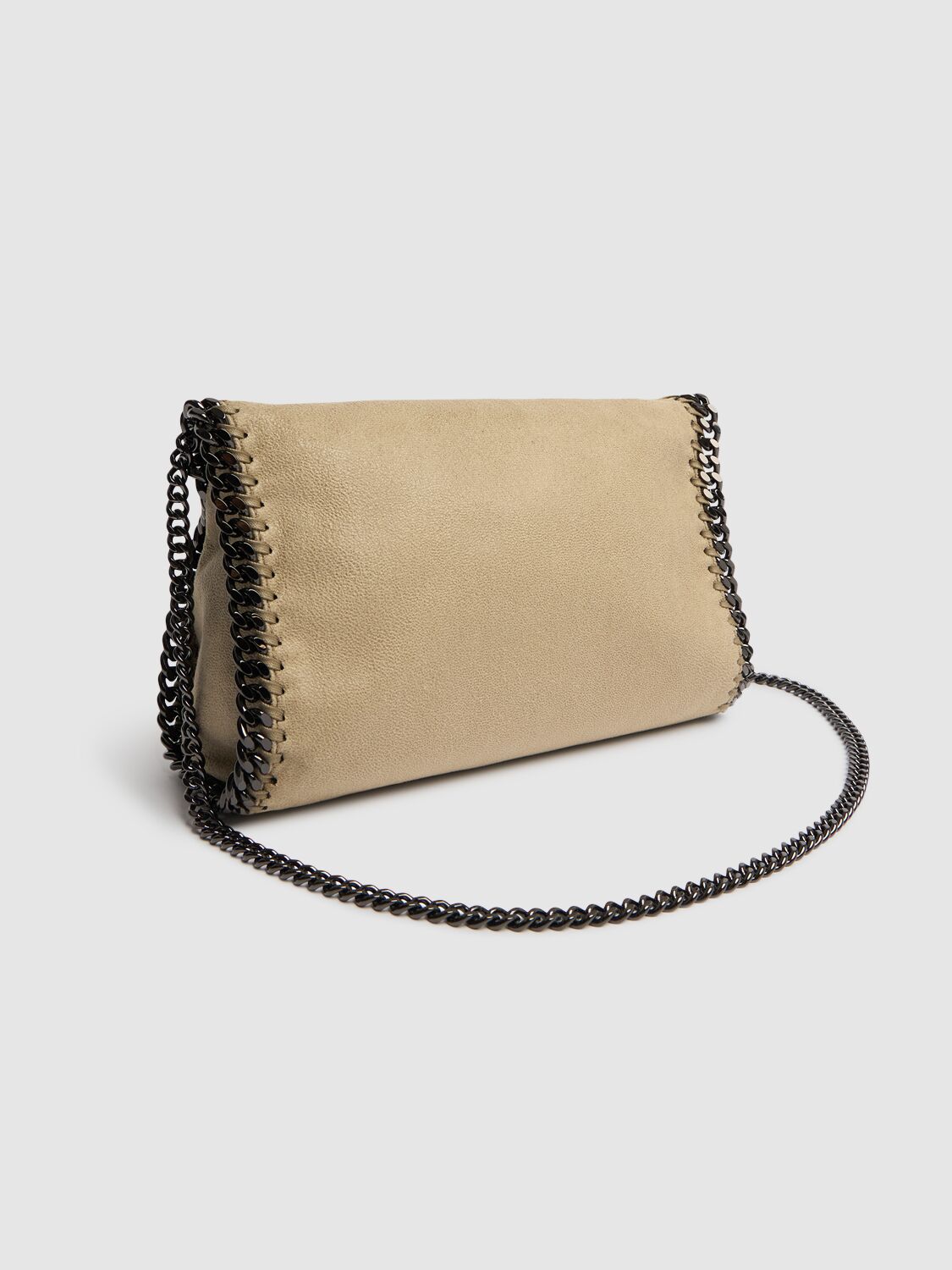 Shop Stella Mccartney Mini Falabella Eco Shaggy Tote Bag In Light Khaki