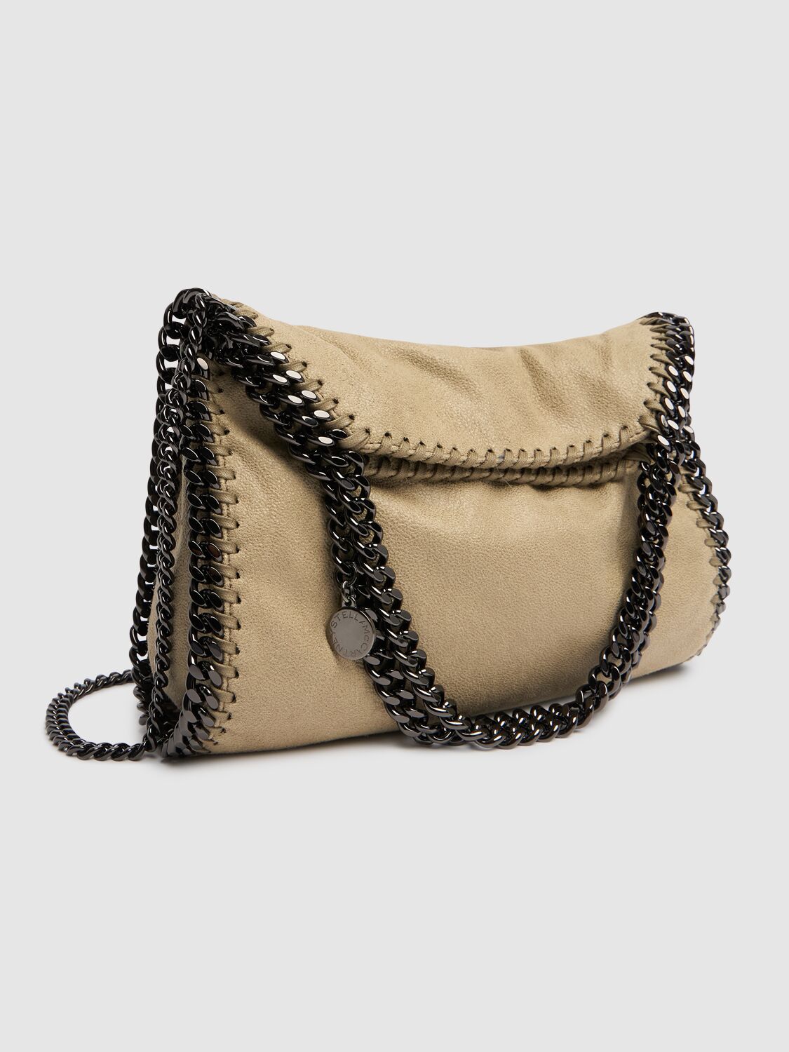 Shop Stella Mccartney Mini Falabella Eco Shaggy Tote Bag In Light Khaki