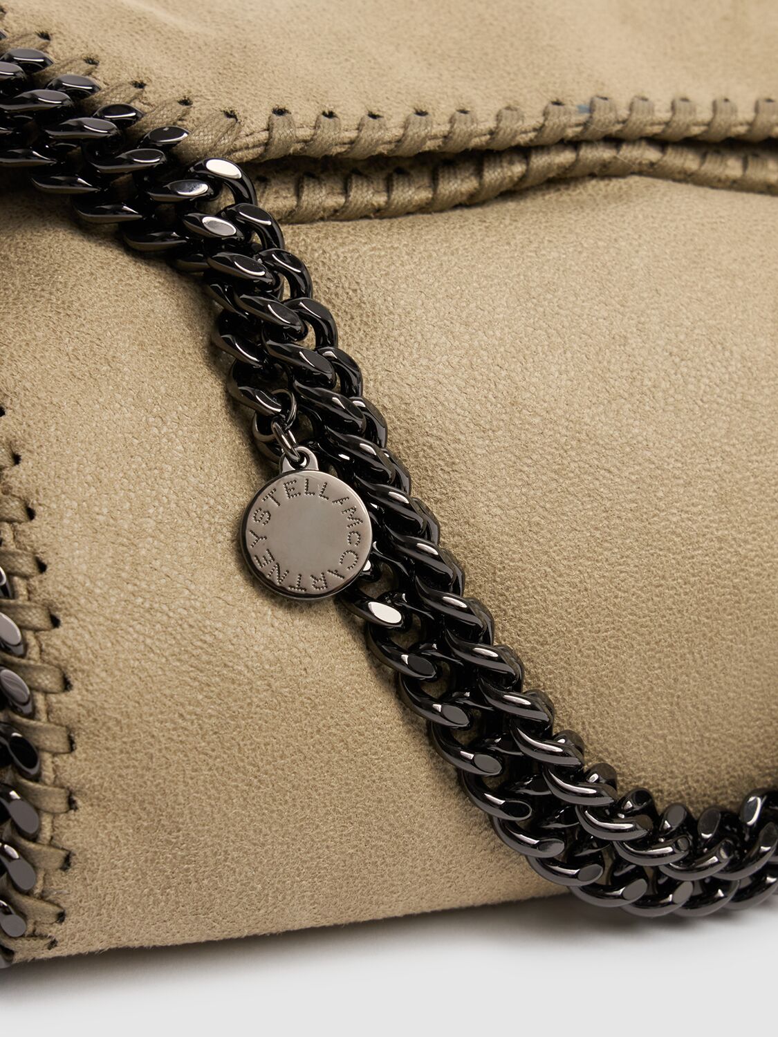 Shop Stella Mccartney Mini Falabella Eco Shaggy Tote Bag In Light Khaki