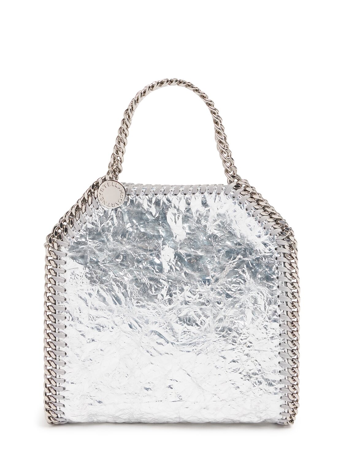 Stella Mccartney Tiny Falabella Crackled Metallic Bag In Silver