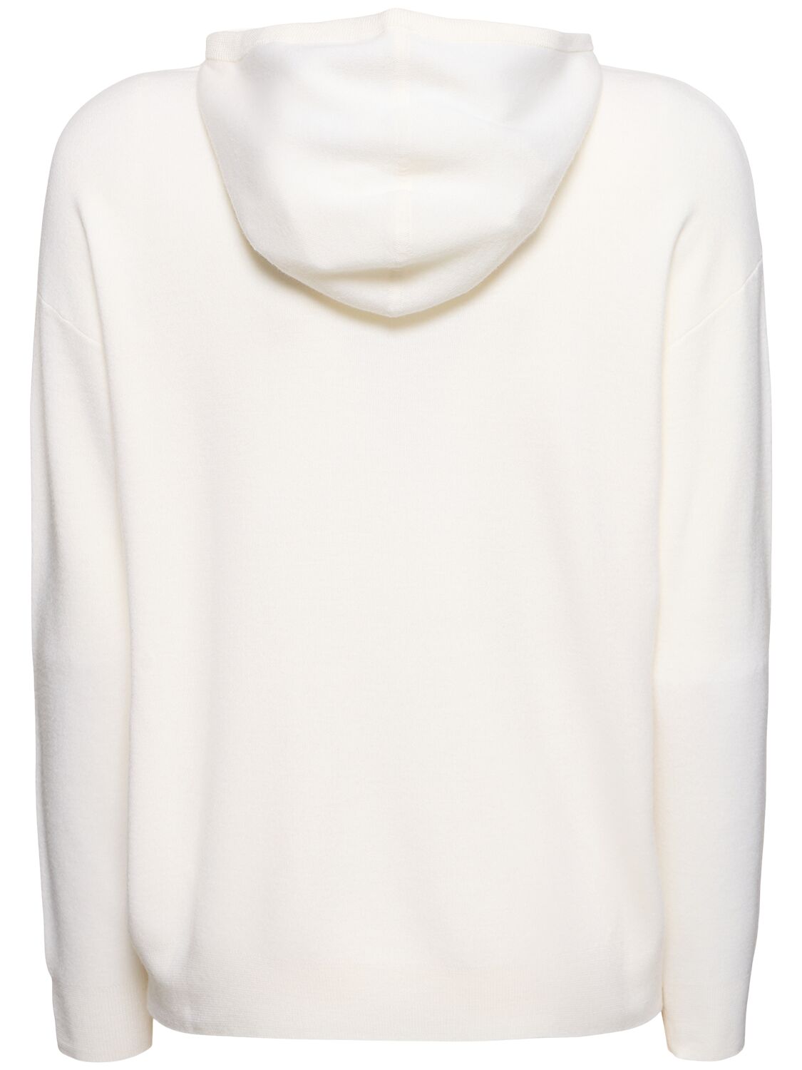 Shop Max Mara Pamir Logo Wool Knit Hoodie In White