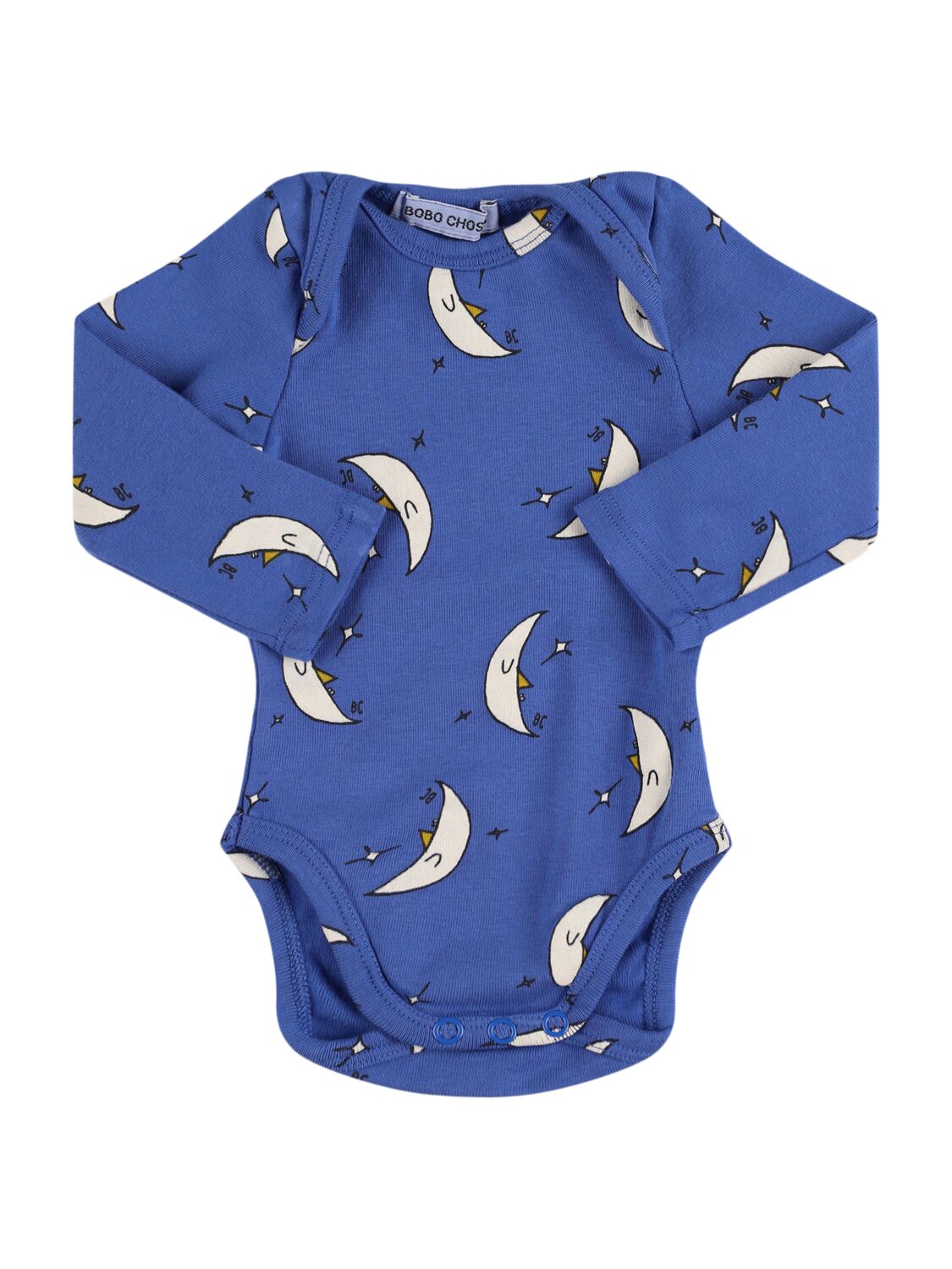 Bobo Choses Babies' Moon Print Organic Cotton Bodysuit In 蓝色