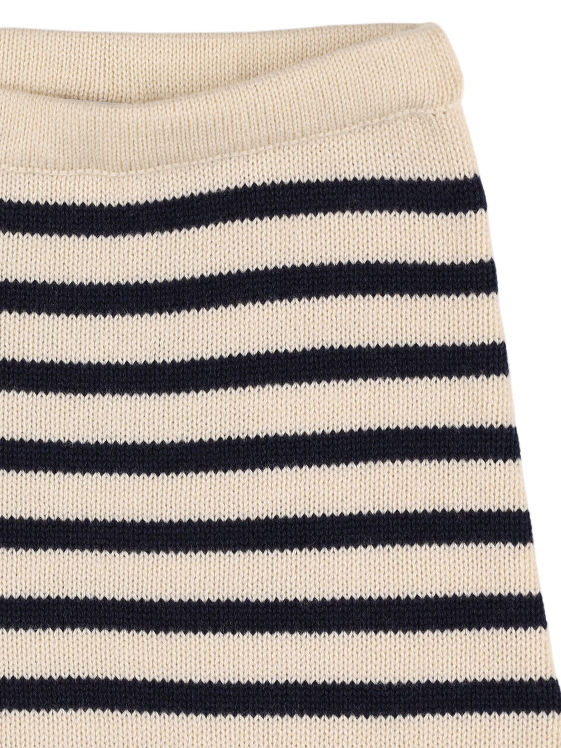 Shop Petit Bateau Cotton Blend Knit Sweater & Pants In 米黄色/蓝色