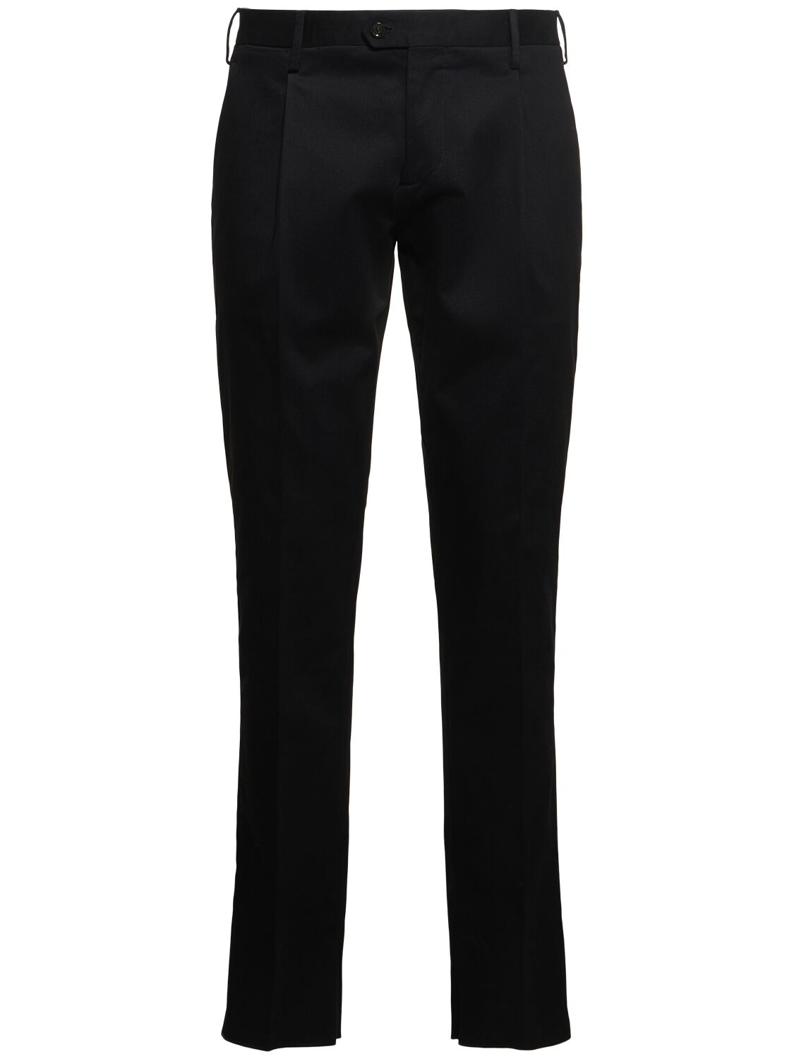 Lardini Single Pleat Stretch Cotton Pants In Black