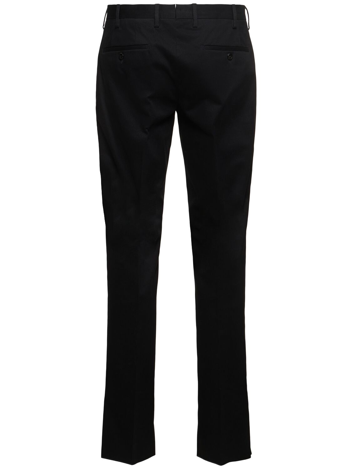 Shop Lardini Single Pleat Stretch Cotton Pants In Black