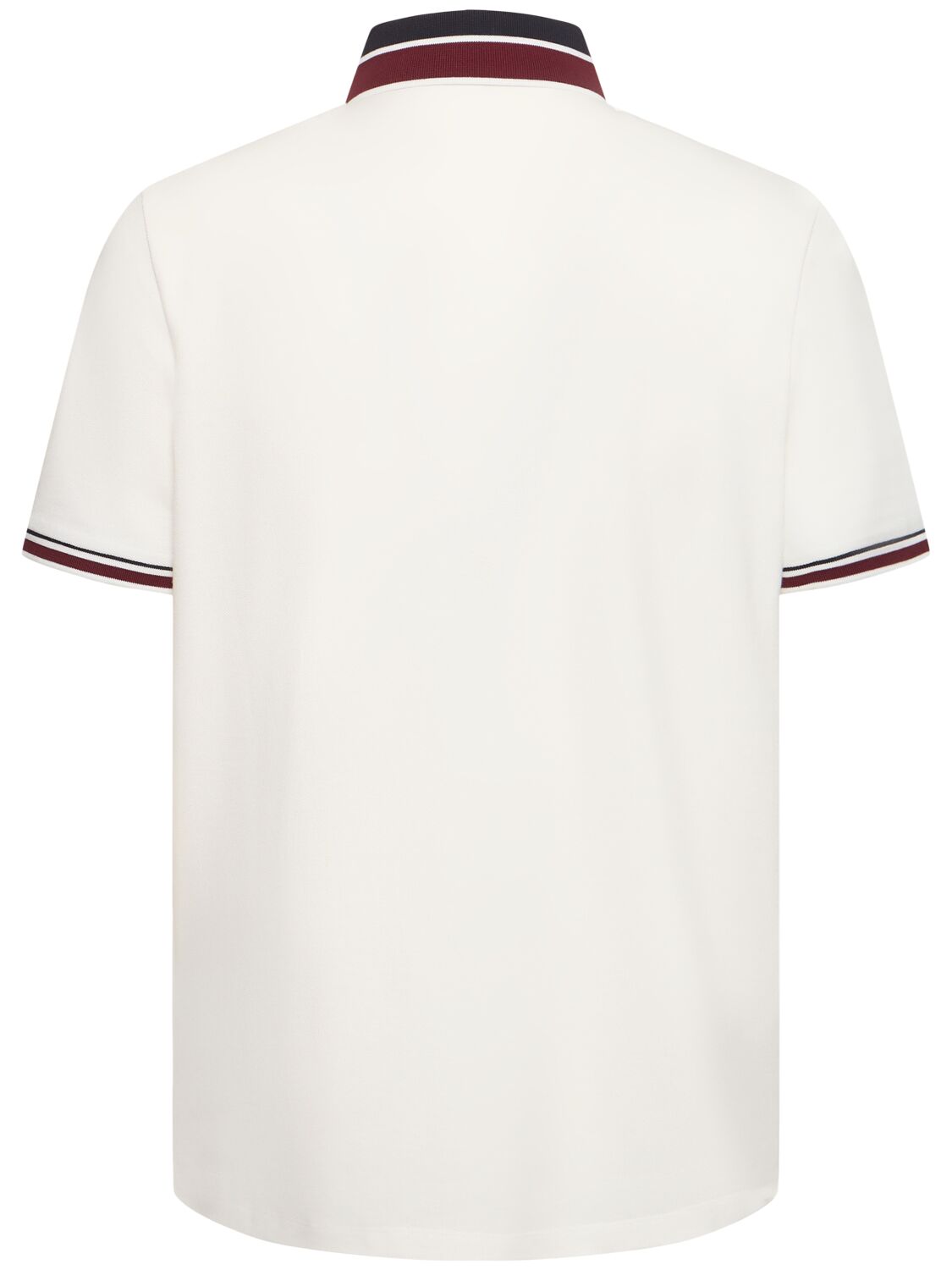 Shop Moncler Logo Cotton Piquet Polo Shirt In Silk White