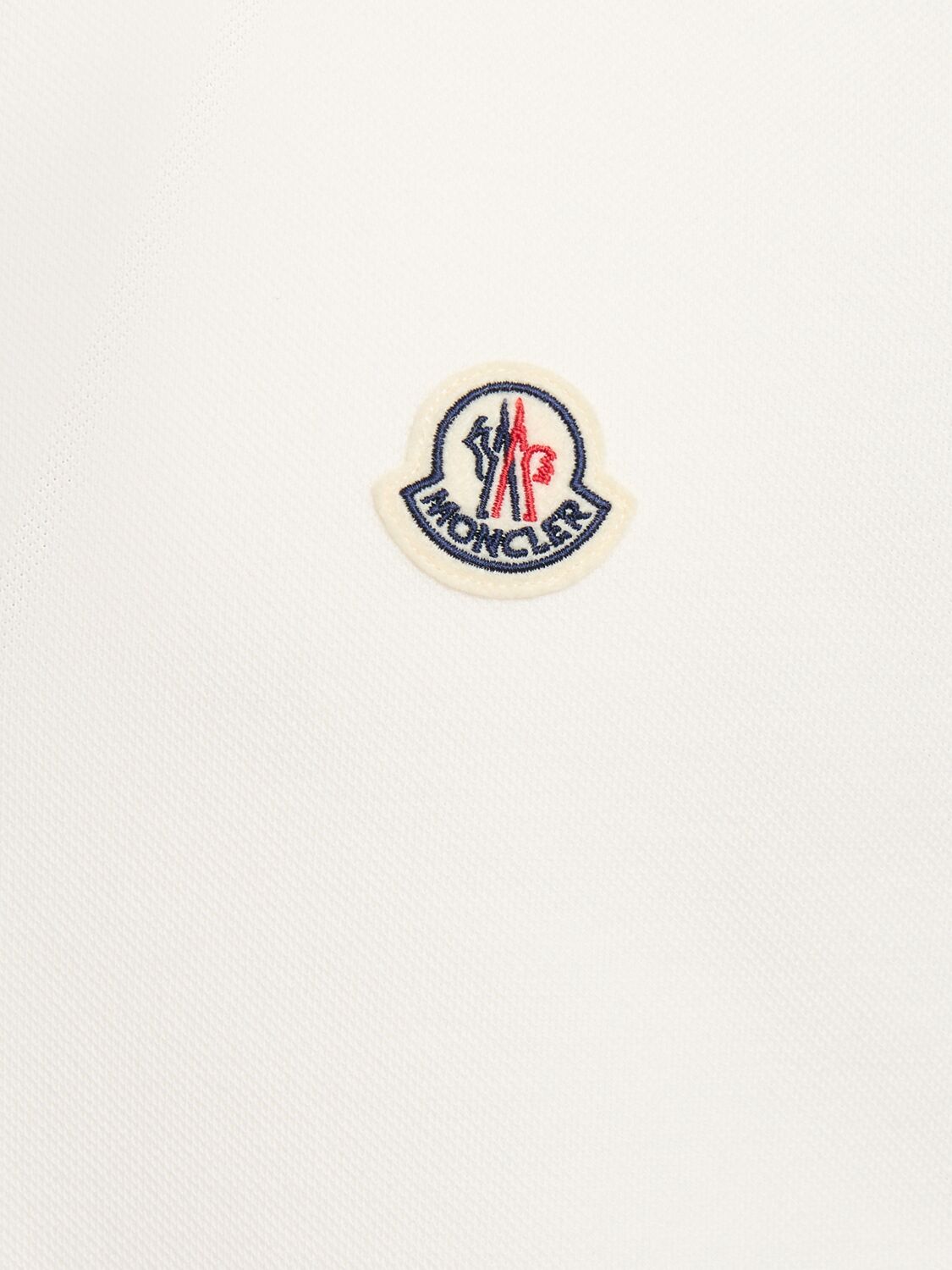 Shop Moncler Logo Cotton Piquet Polo Shirt In Silk White