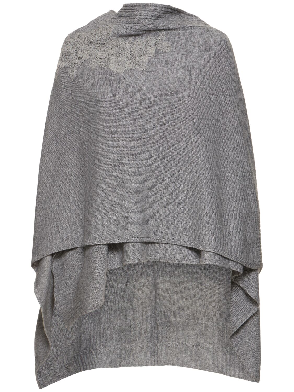 Ermanno Scervino Embroidered Knit Cape Cardigan In Grey