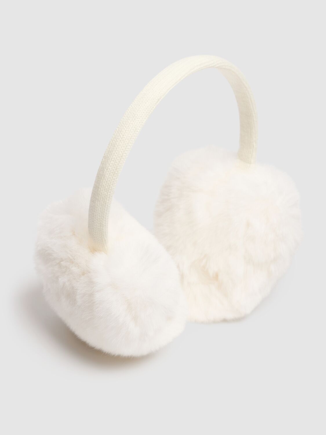 Shop Yves Salomon Enfant Wool & Cashmere Earmuffs W/ Fur In 白色